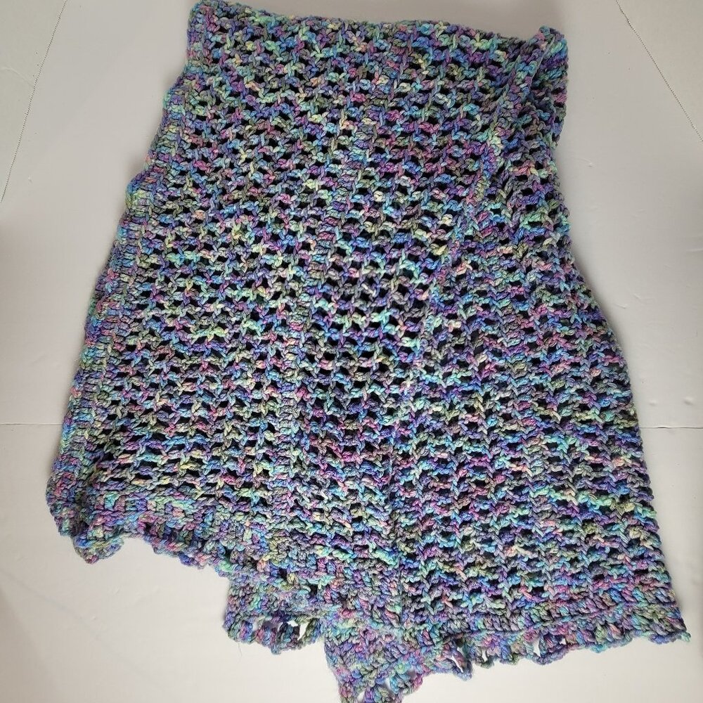 Handmade Crochet Afghan Throw Blanket 27 X48 Baby/Throw/Decor Pastel mutil color
